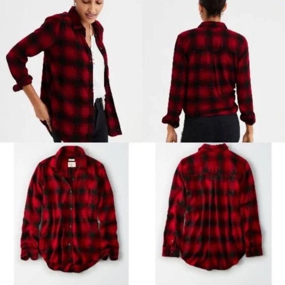American Eagle Boyfriend Fit Flannel Shirt Size Medium